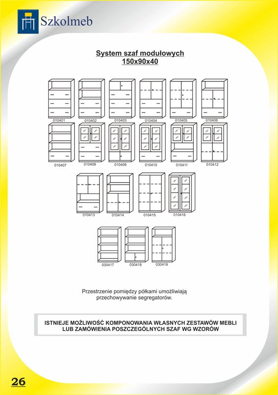 System szaf modułowych 150x90x40