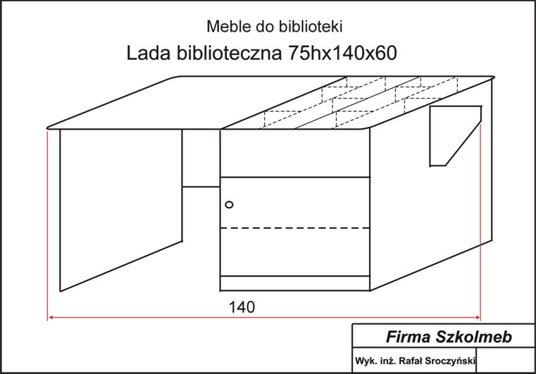 Lada biblioteczna dwuszafkowa 75hx140x60 nr art. 060607