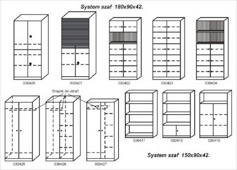 Schemat systemu szaf 180x90x40