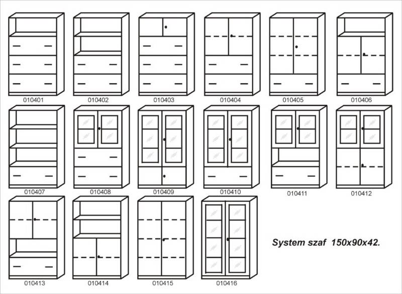 Schemat systemu szaf 180x90x40